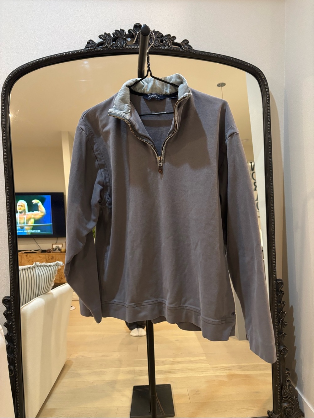 Men's Quarter-Zip Pullover Sweater in Slate Gray